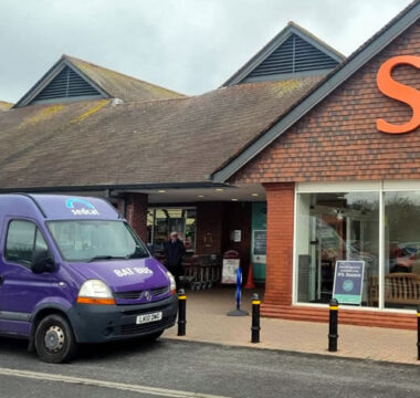 sedcat bus outside Sainsbury